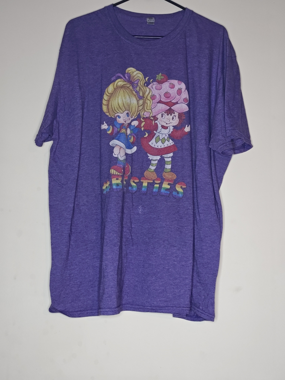Gildan Purple Women's Graphic Tee with Rainbow Besties Print 2XL